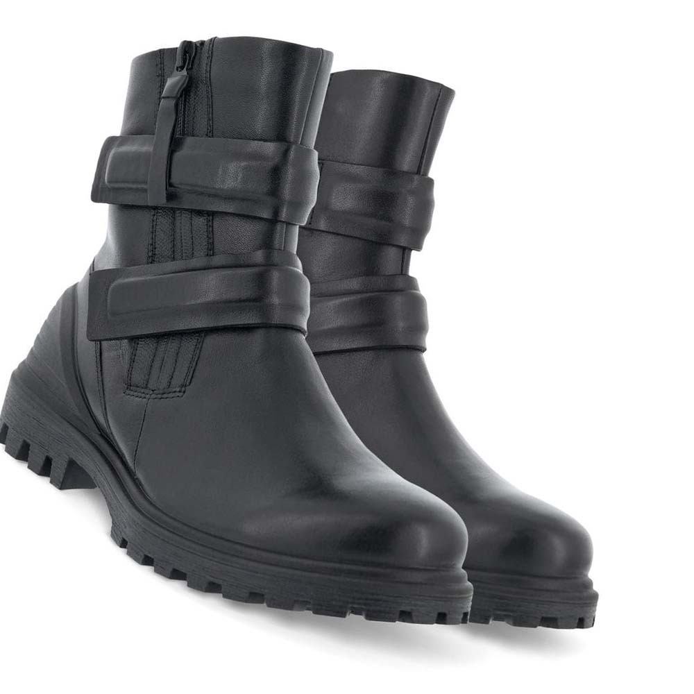 Women's Ecco Tredtray Moto Boots Black | USA 55PJJ